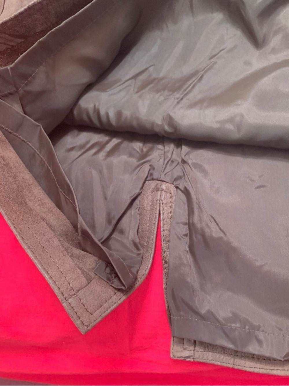 $250-Suede leather-Brown Pencil Skirt - Picture 10 of 12